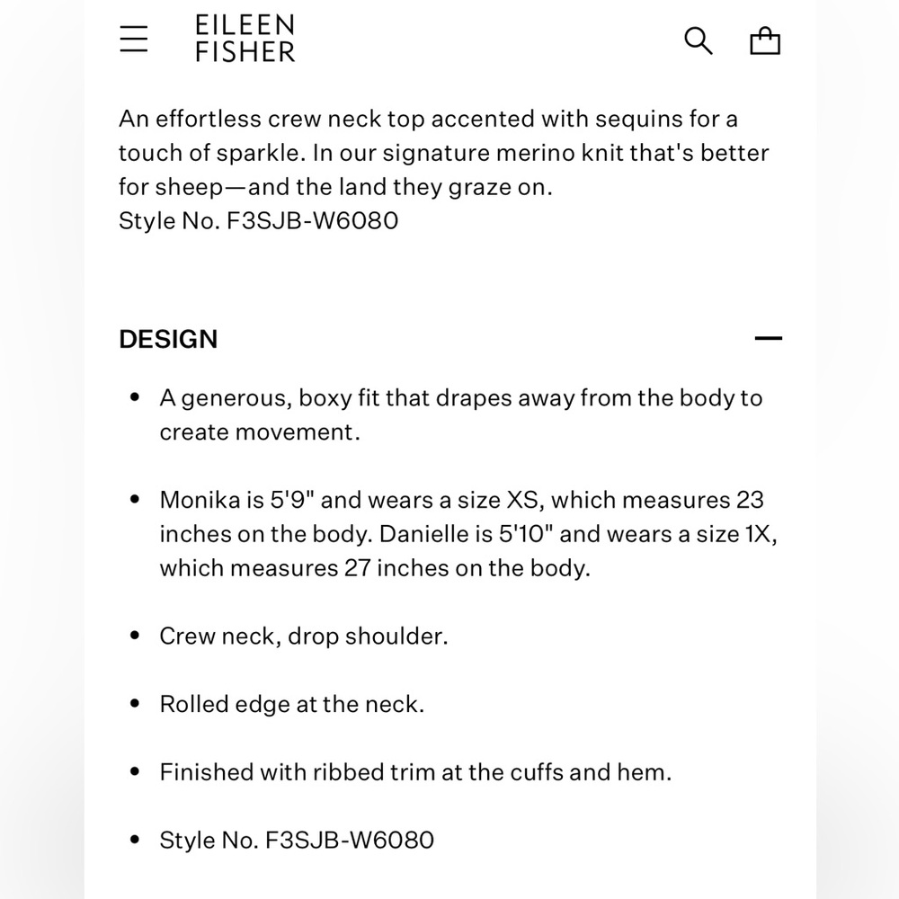 Eileen Fisher Merino Sequin Crew Neck Top size 3X, NWTs - Picture 13 of 14